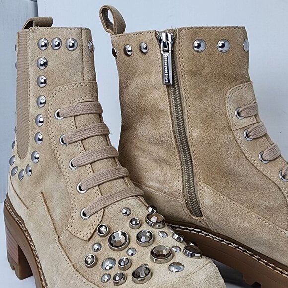 Karl Lagerfeld Breck Bejeweled Brown Suede Boots, Womens 6.5 - Picture 11 of 16